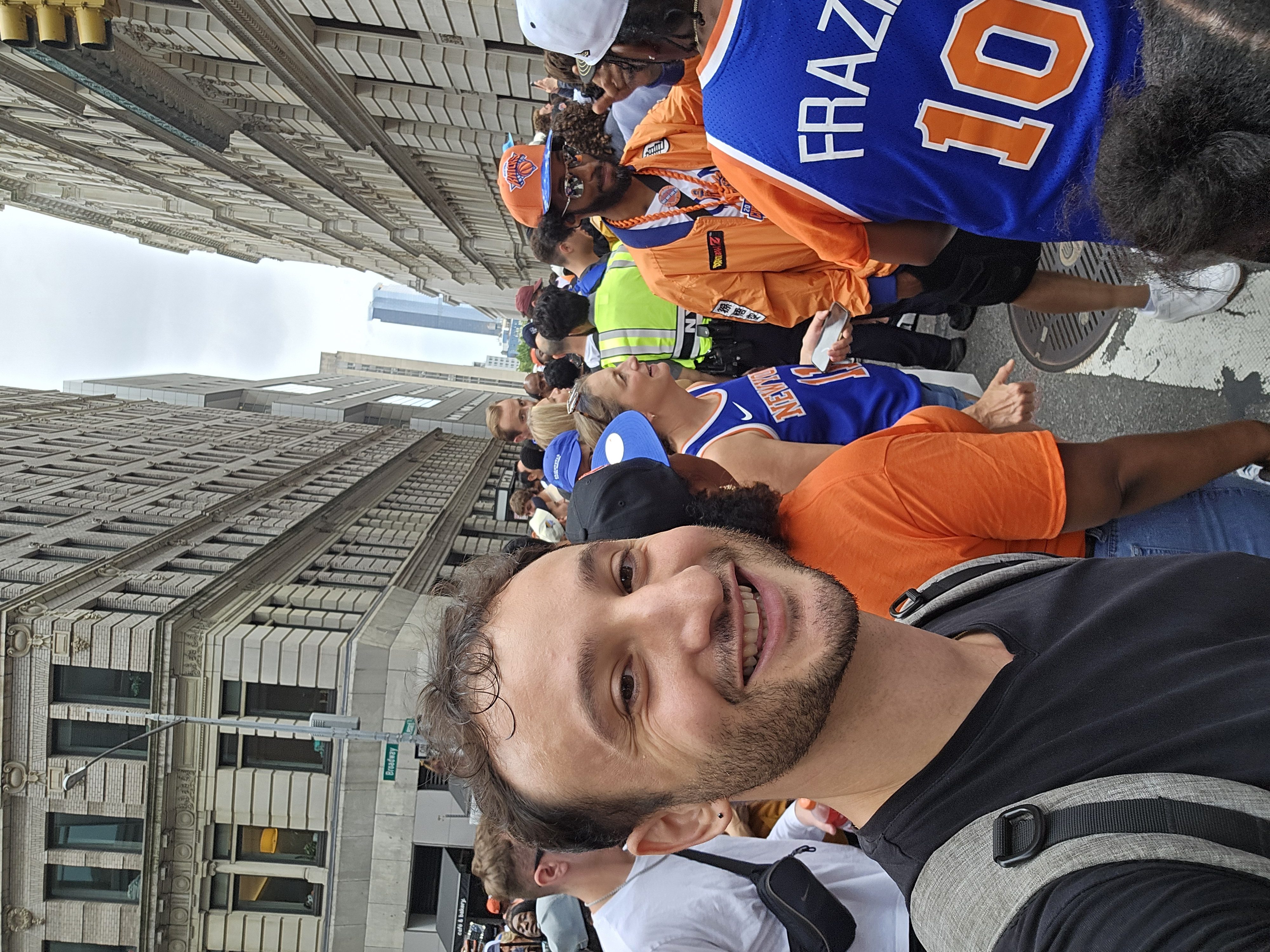 Rick at the New York Knicks championship parade in Manhattan